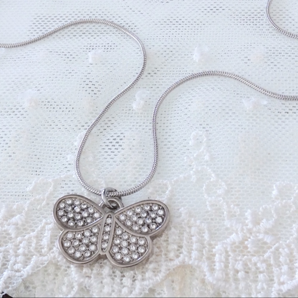 Coach Pave Butterfly Charm Necklace